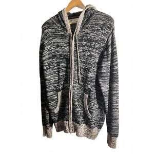 Raw Black and White Marled Hoodie Sweater M